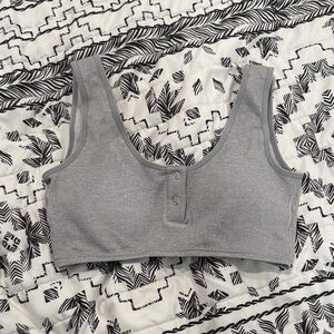 Gray Ribbed Bra Top